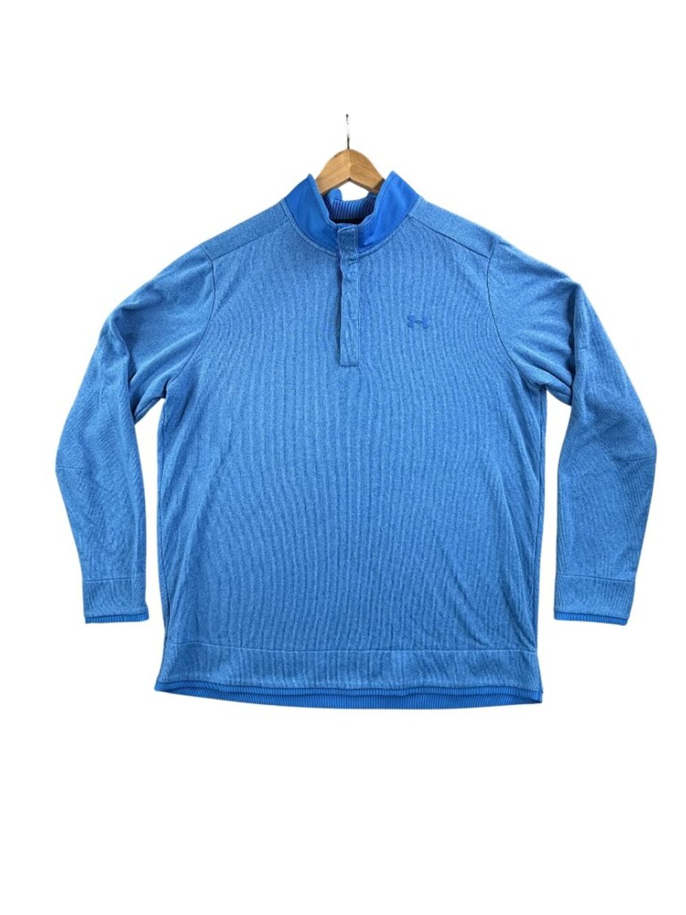 Under Armour Pullover Mens 2XL Blue ColdGear Snap Mock Neck Golf Thermal Stretch